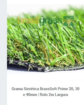 Grama Sintética BrassSoft Prime 20, 30 e 40mm | Rolo 2m Largura